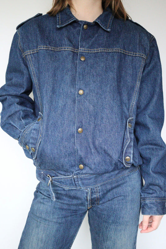 The Denim Bomber - vintage denim 'Lee' roper jacket - S up to L