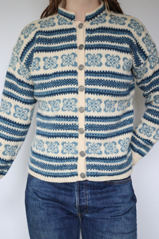 The Fair Isle - vintage knitted cardigan - S up to M