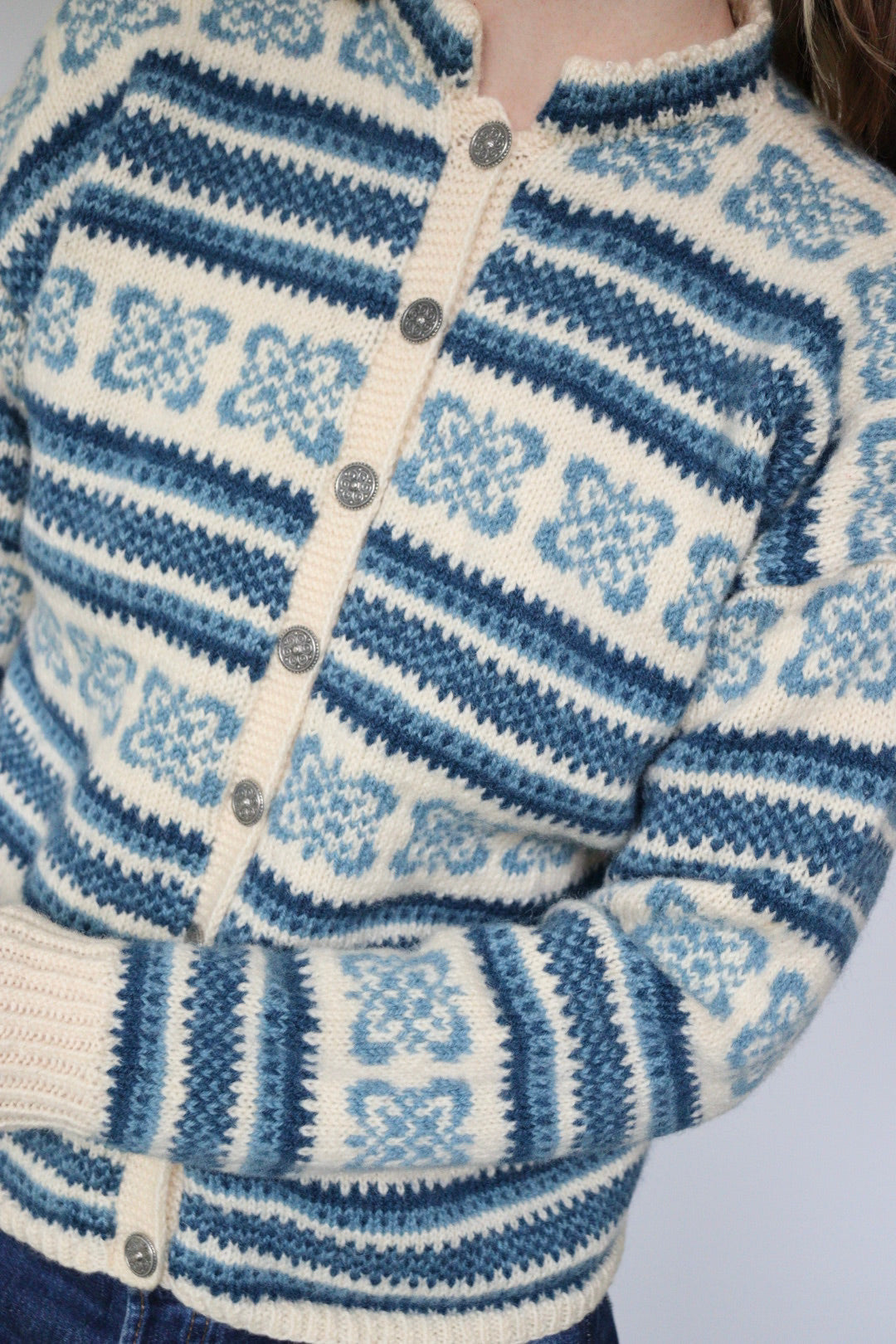 The Fair Isle - vintage knitted cardigan - S up to M
