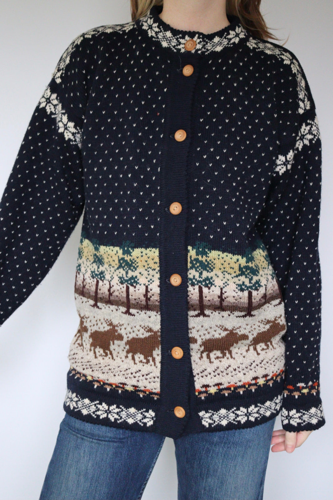 The Forest Moose - vintage novelty cardigan - S up to M/L