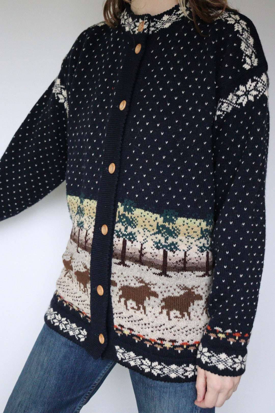 The Forest Moose - vintage novelty cardigan - S up to M/L