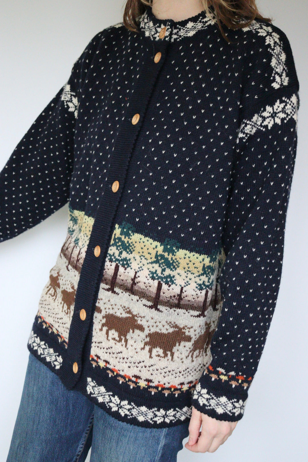 The Forest Moose - vintage novelty cardigan - S up to M/L