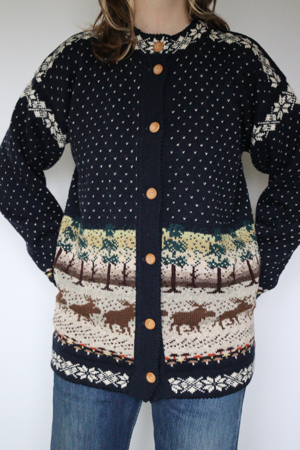 The Forest Moose - vintage novelty cardigan - S up to M/L