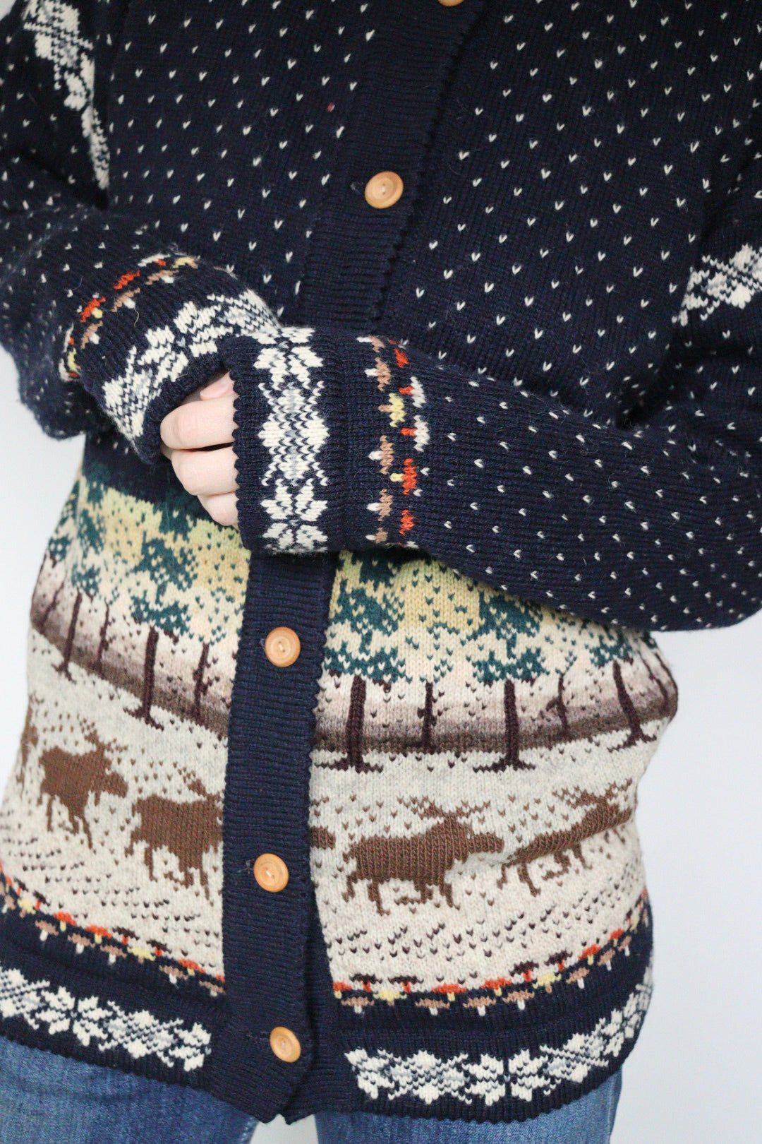 The Forest Moose - vintage novelty cardigan - S up to M/L