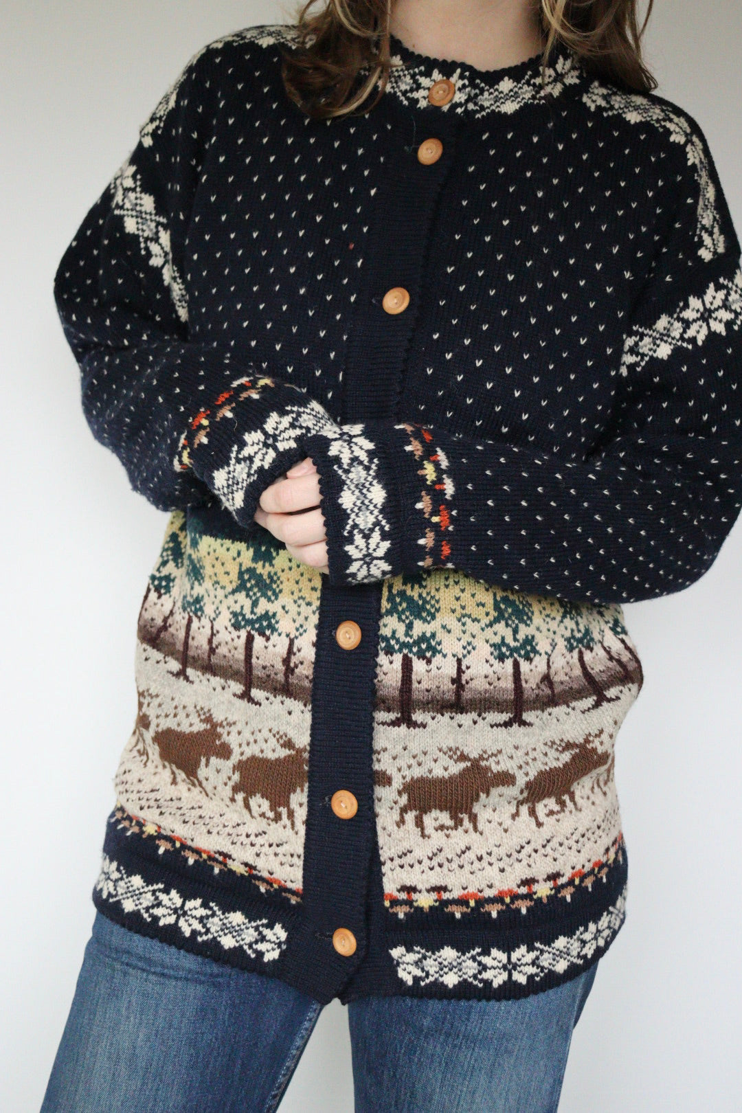 The Forest Moose - vintage novelty cardigan - S up to M/L