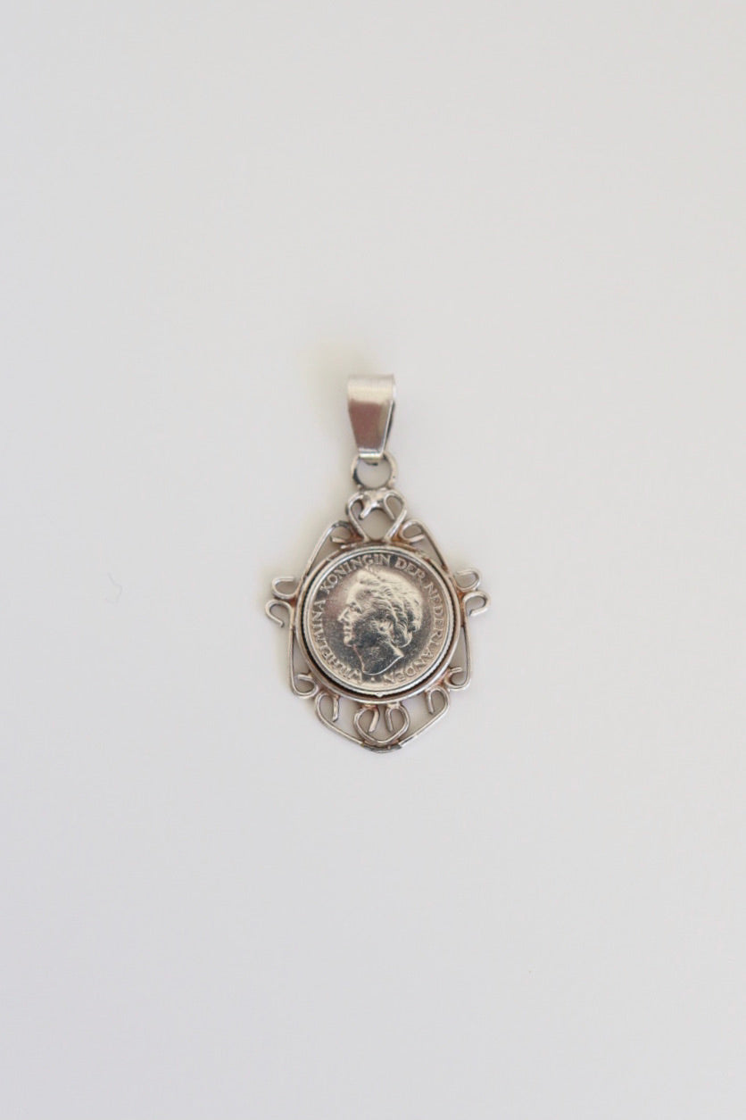 The Queens - vintage silver coin pendant