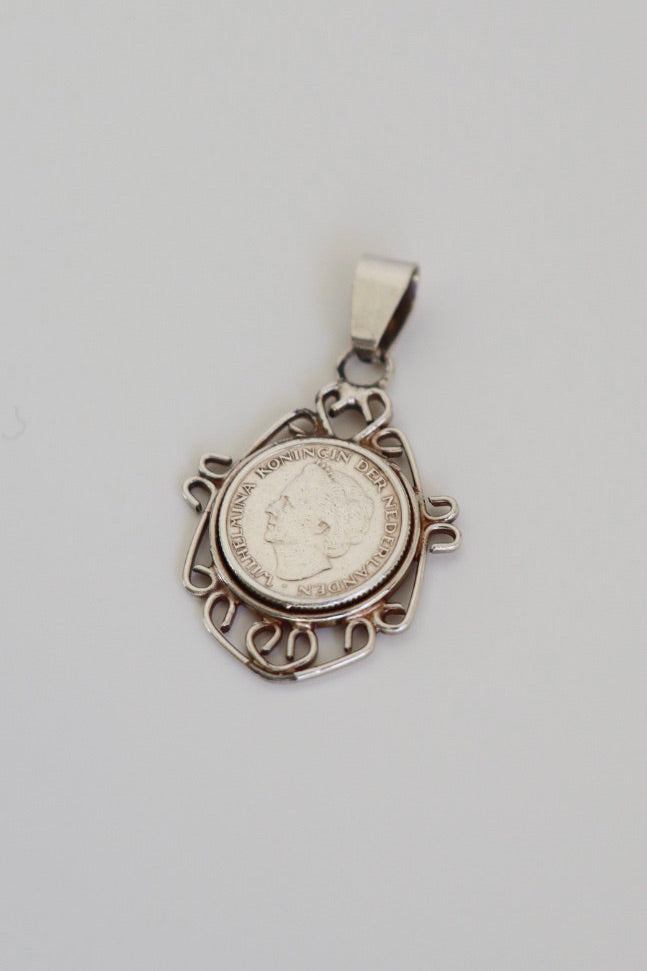 The Queens - vintage silver coin pendant