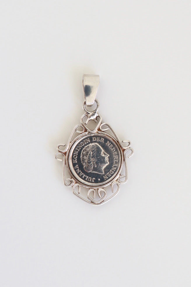 The Queens - vintage silver coin pendant