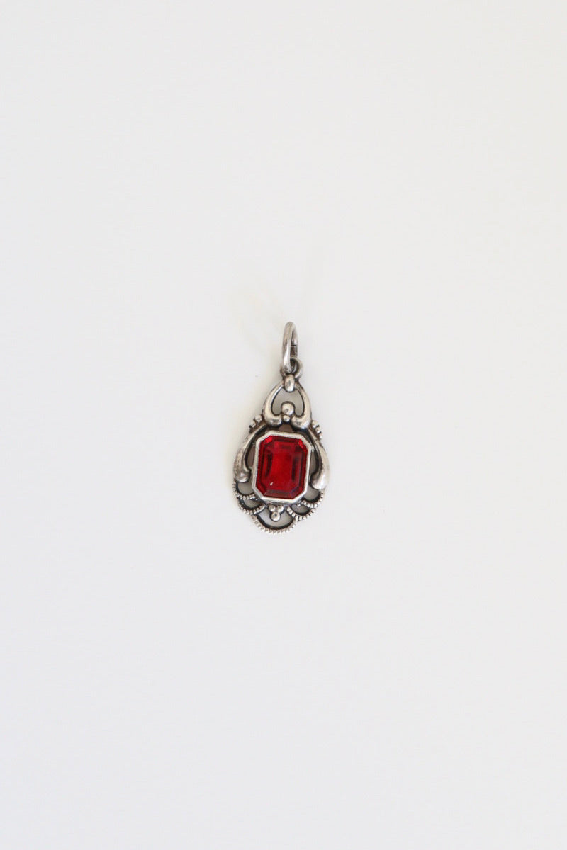 The Ruby - vintage silver pendant