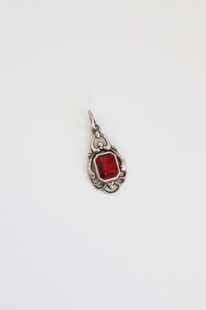The Ruby - vintage silver pendant