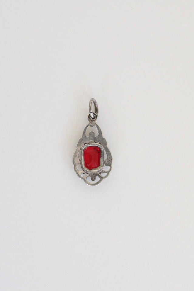 The Ruby - vintage silver pendant