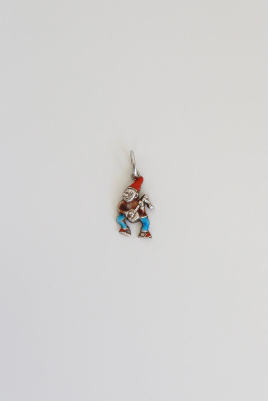 The Gnome -  vintage silver charm