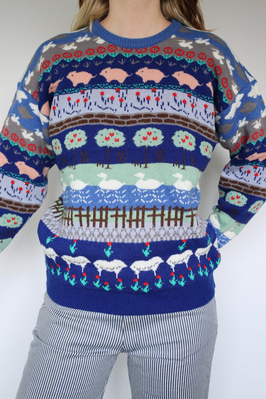 The Farm Yard - vintage sweater - S up to M/L