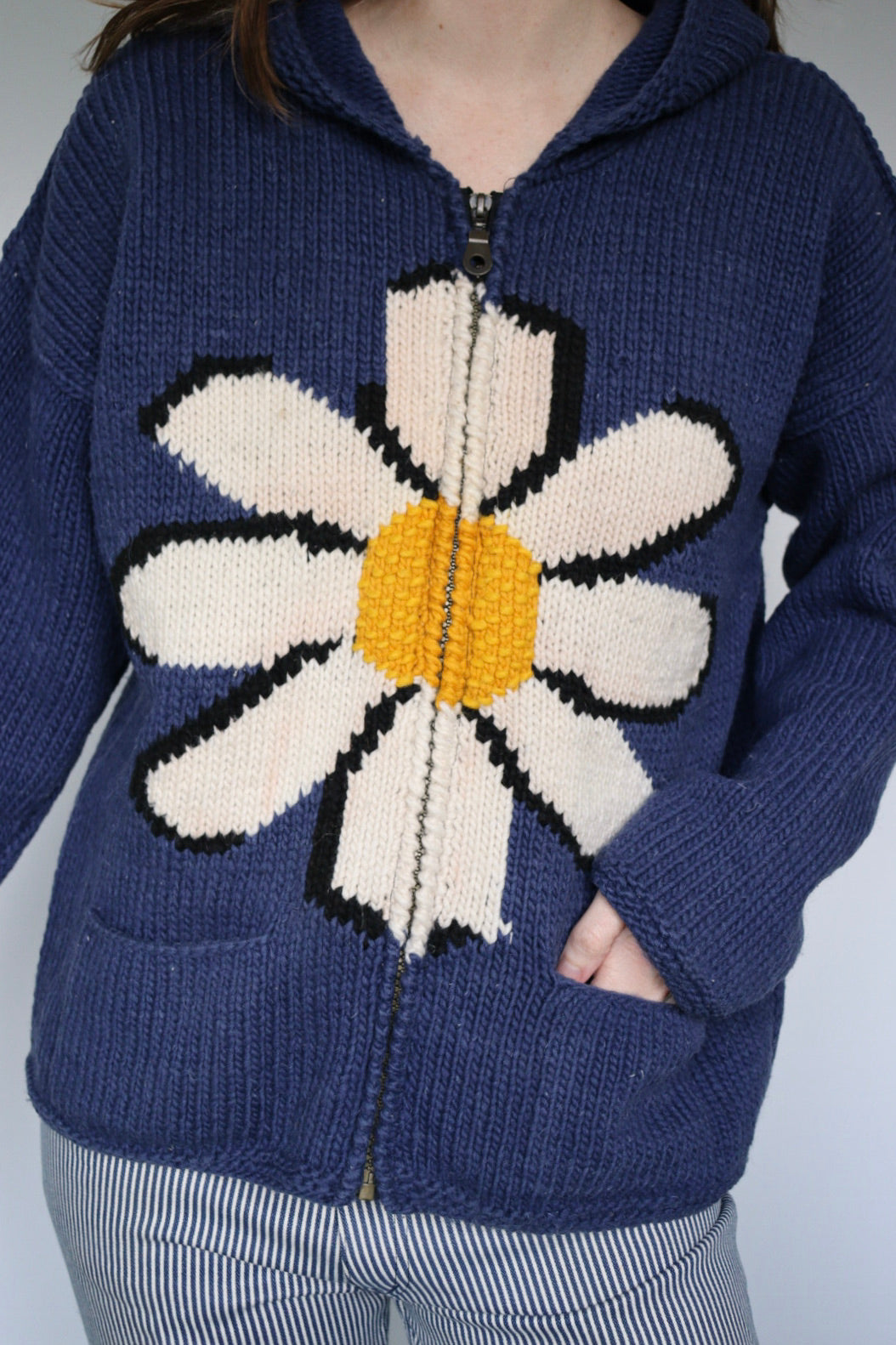 The Daisy Zip - vintage knitted cardigan - S up to L