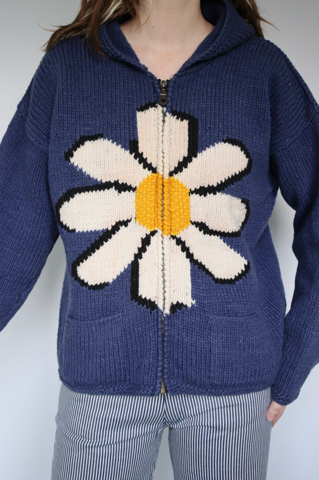 The Daisy Zip - vintage knitted cardigan - S up to L