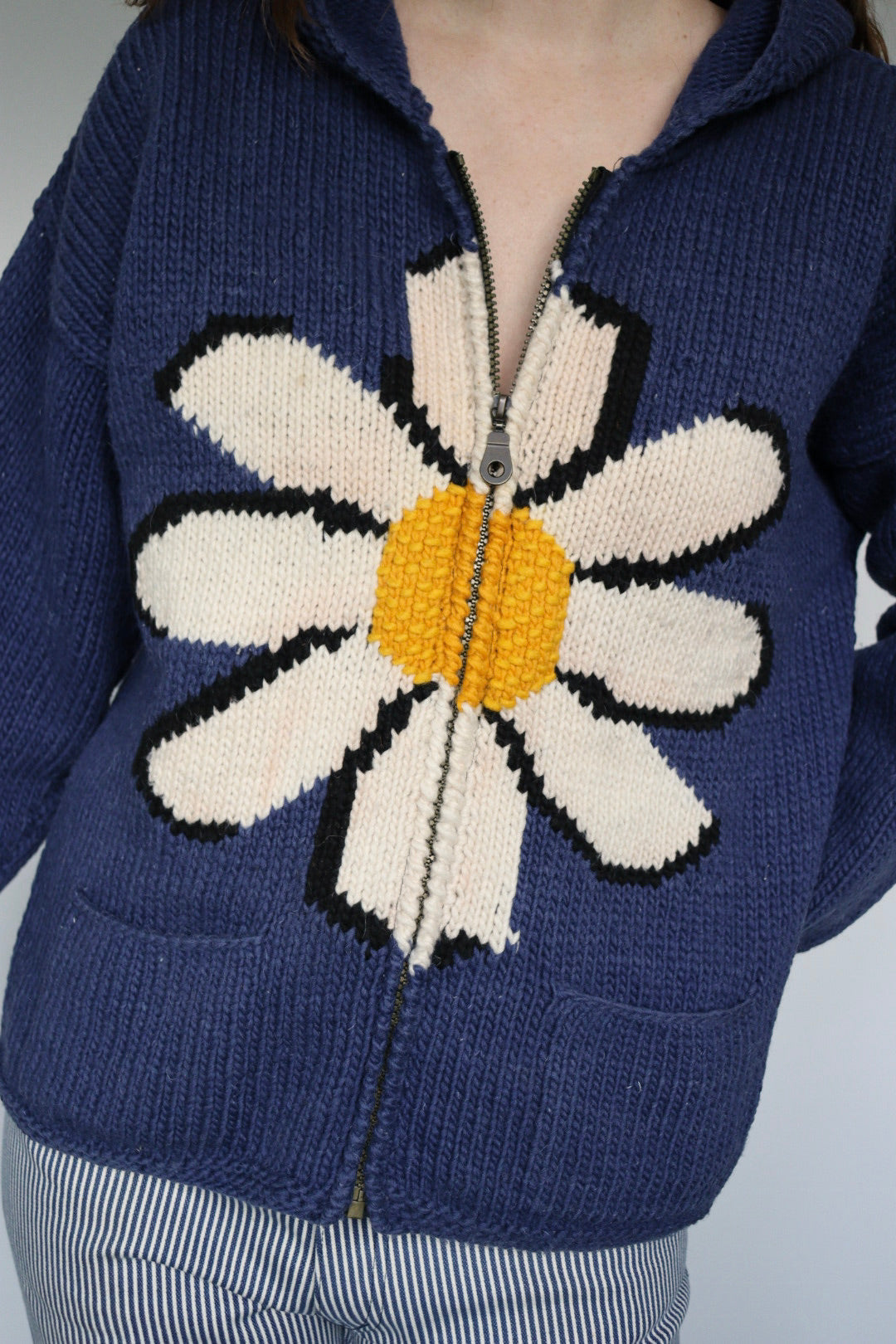 The Daisy Zip - vintage knitted cardigan - S up to L