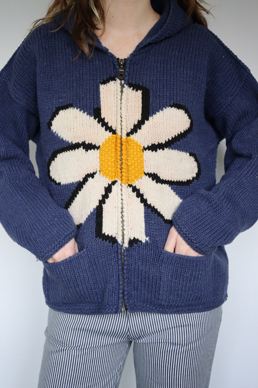 The Daisy Zip - vintage knitted cardigan - S up to L