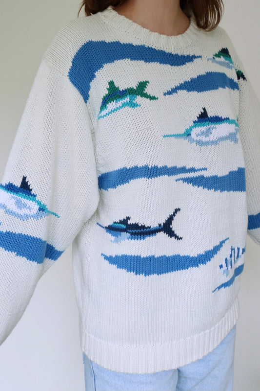 The Knitted Fish - cotton sweater - S up to XL