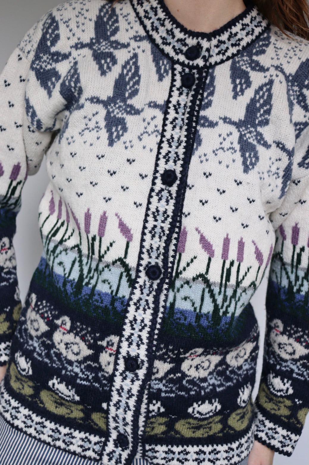 The Lush Lake - vintage knitted cardigan - S up to L