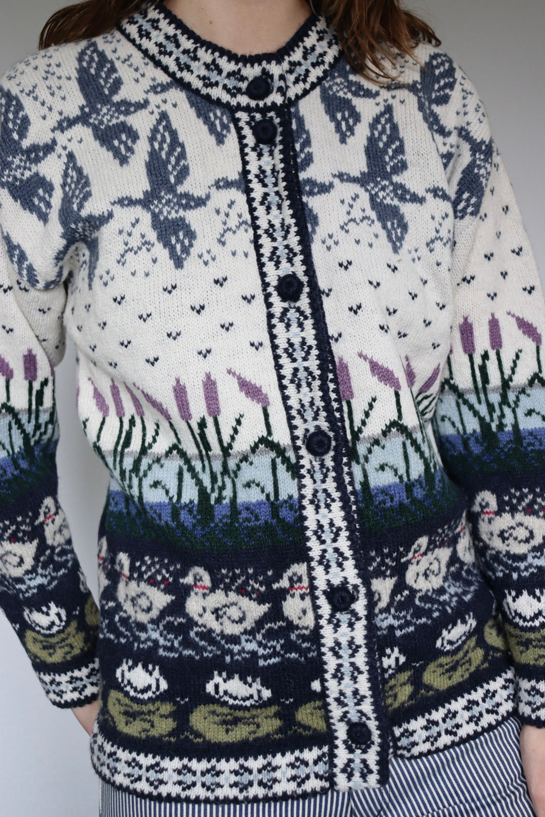 The Lush Lake - vintage knitted cardigan - S up to L