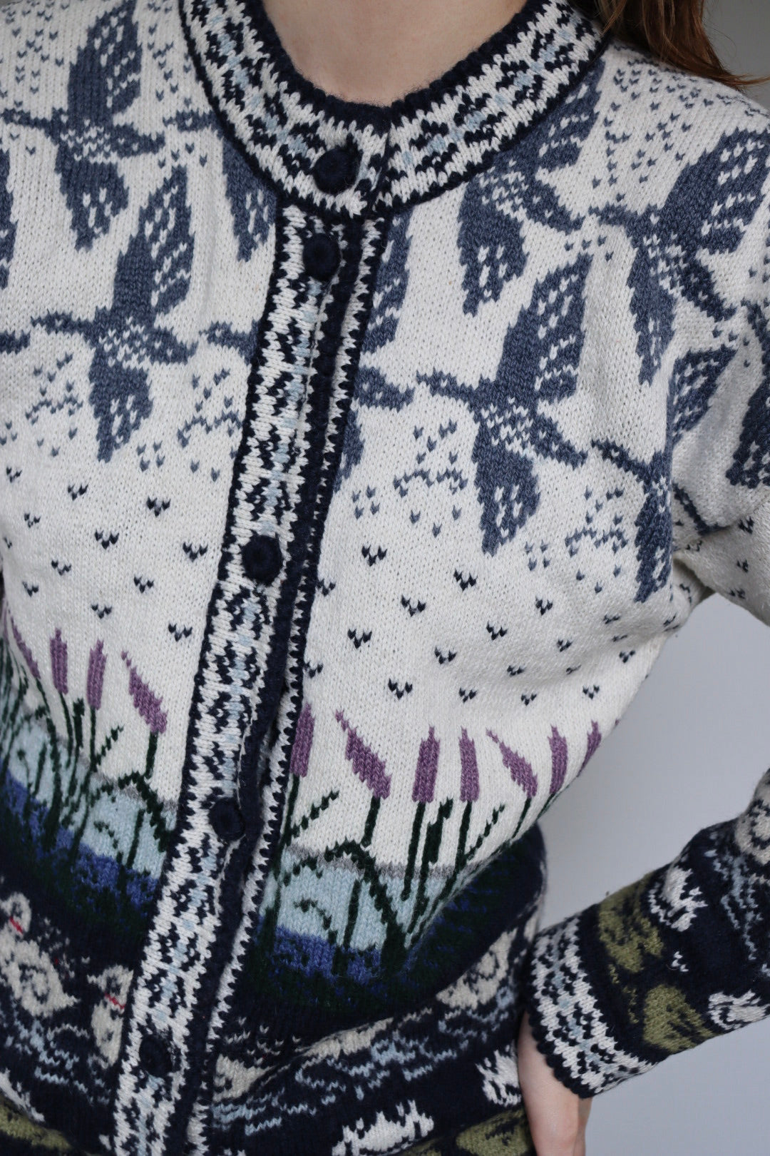 The Lush Lake - vintage knitted cardigan - S up to L