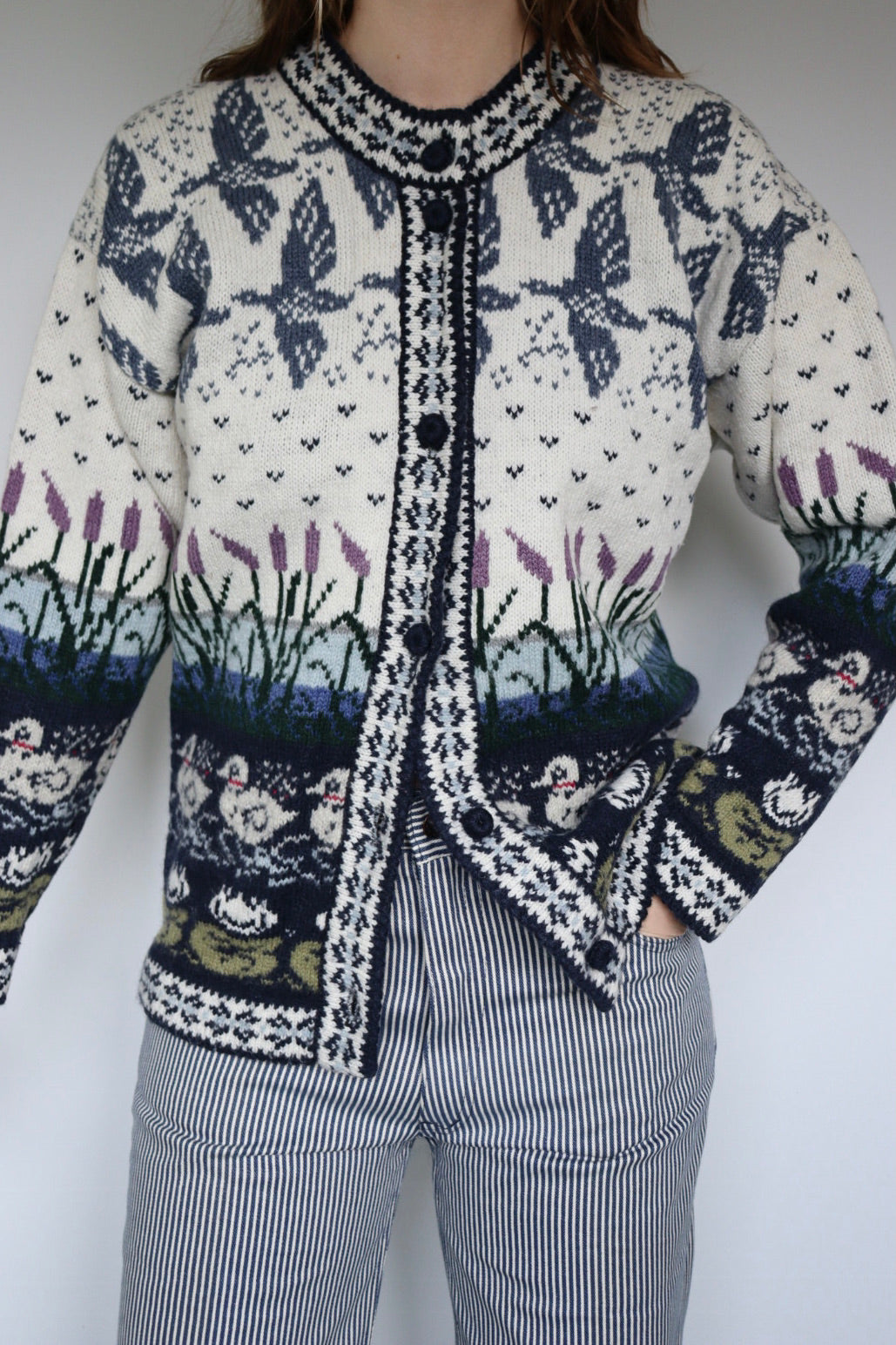 The Lush Lake - vintage knitted cardigan - S up to L