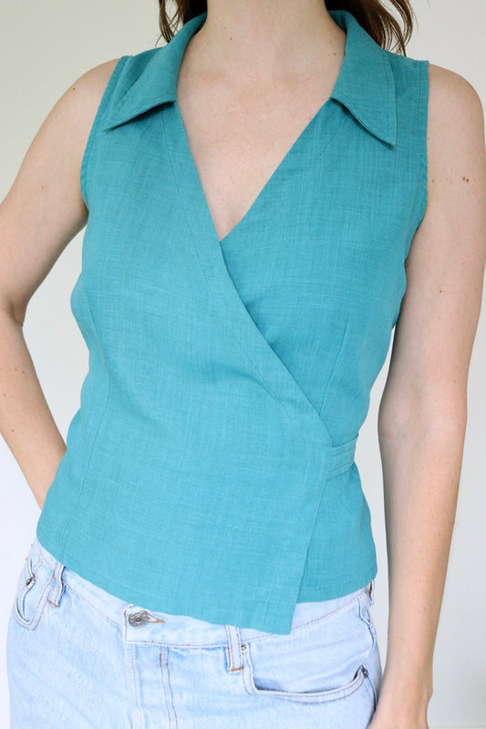 The Teal Wrap - top - S up to M