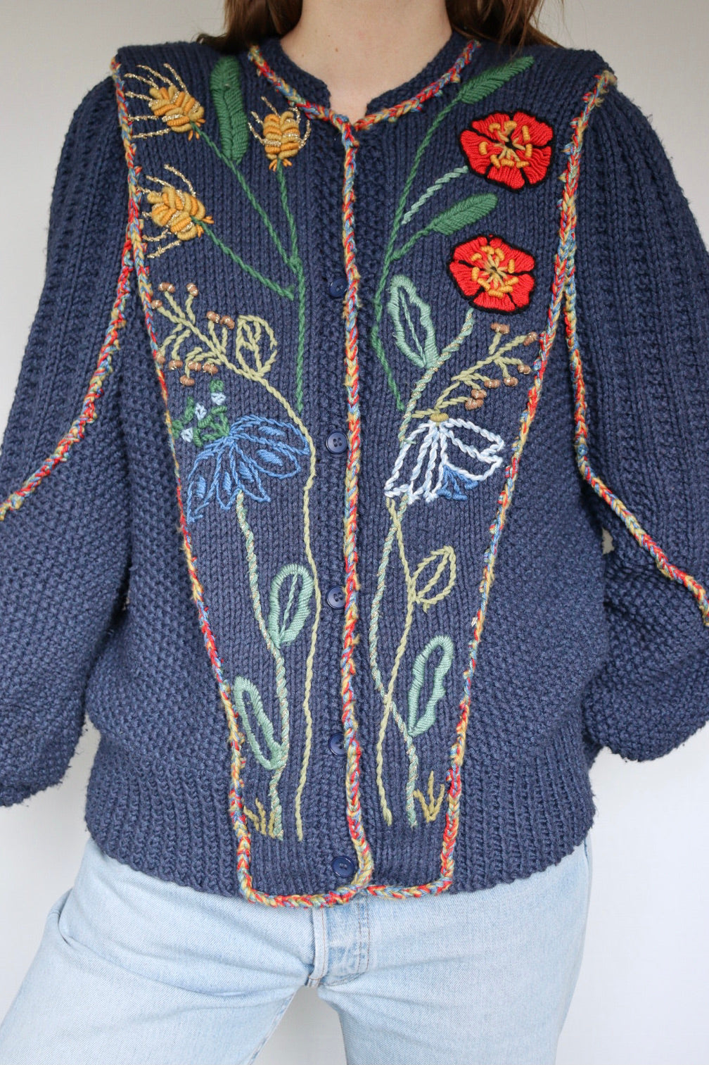 The Wild Flowers - vintage knitted cardigan - S/M up to L/XL