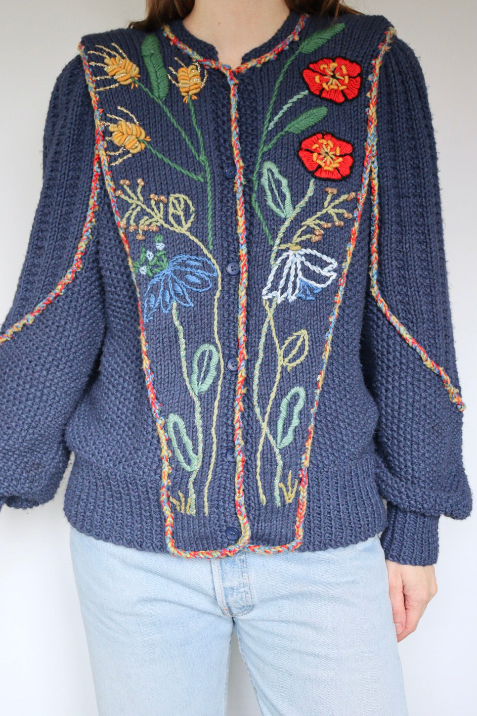 The Wild Flowers - vintage knitted cardigan - S/M up to L/XL