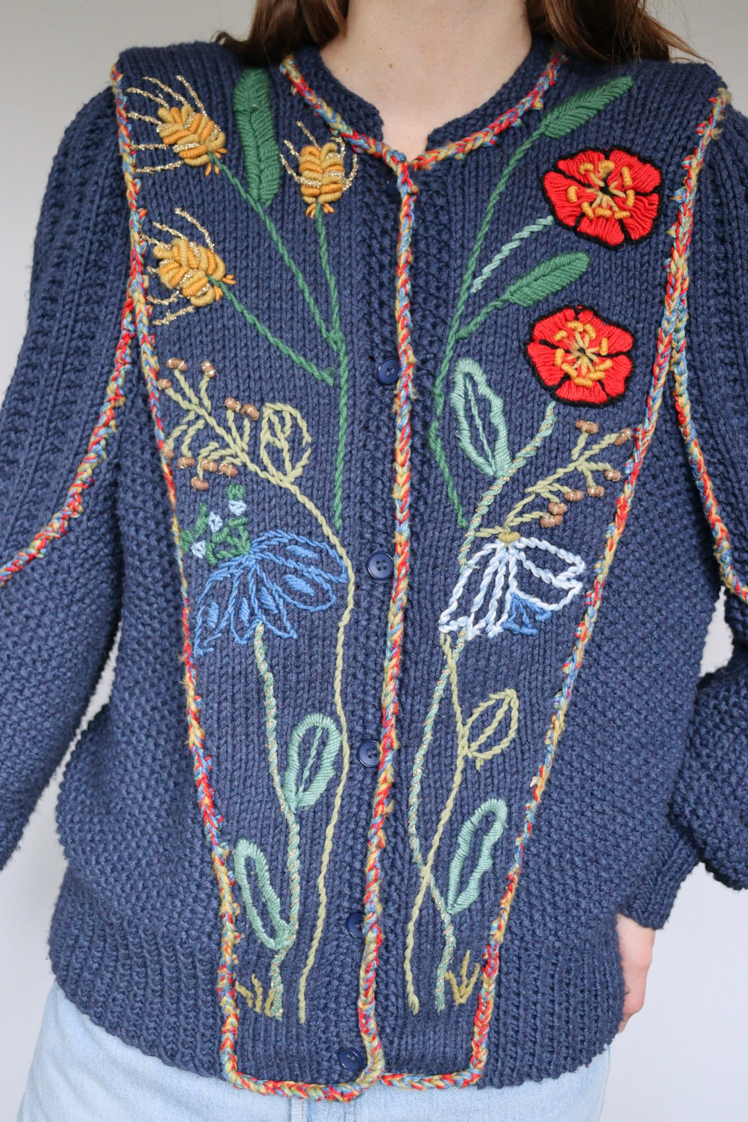 The Wild Flowers - vintage knitted cardigan - S/M up to L/XL