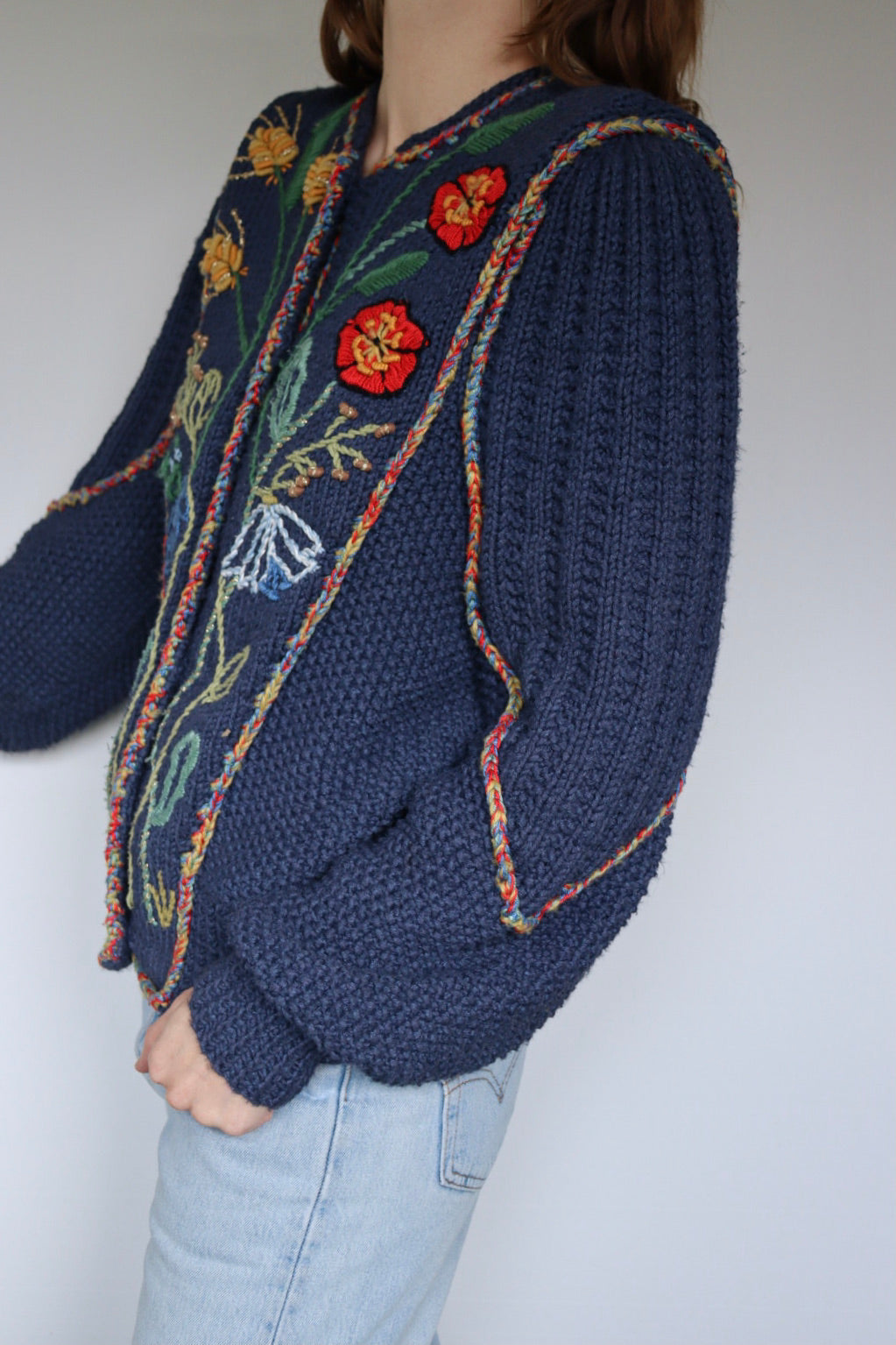 The Wild Flowers - vintage knitted cardigan - S/M up to L/XL