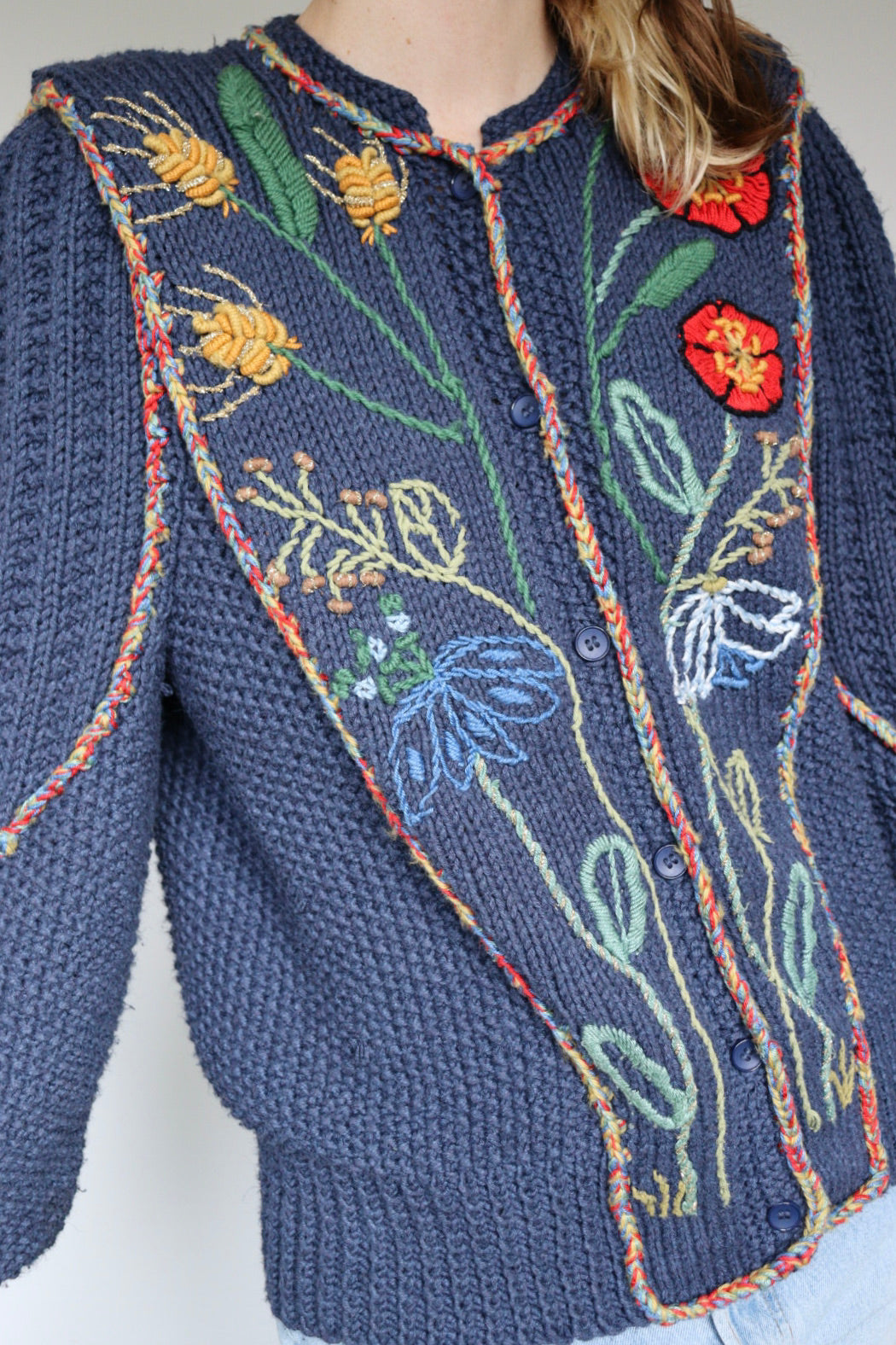 The Wild Flowers - vintage knitted cardigan - S/M up to L/XL