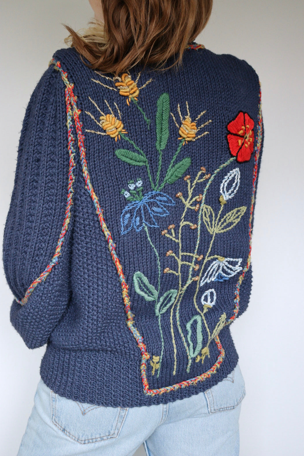The Wild Flowers - vintage knitted cardigan - S/M up to L/XL