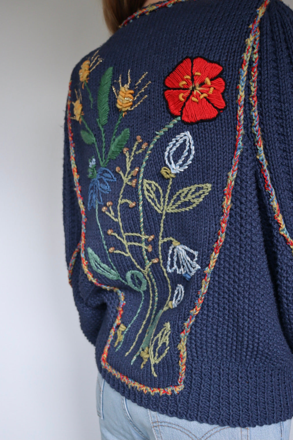The Wild Flowers - vintage knitted cardigan - S/M up to L/XL