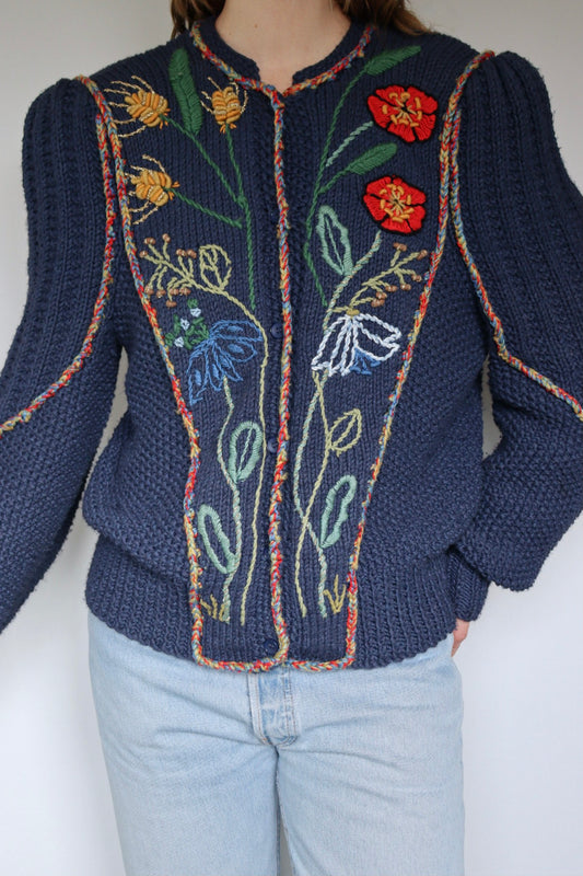 The Wild Flowers - vintage knitted cardigan - S/M up to L/XL
