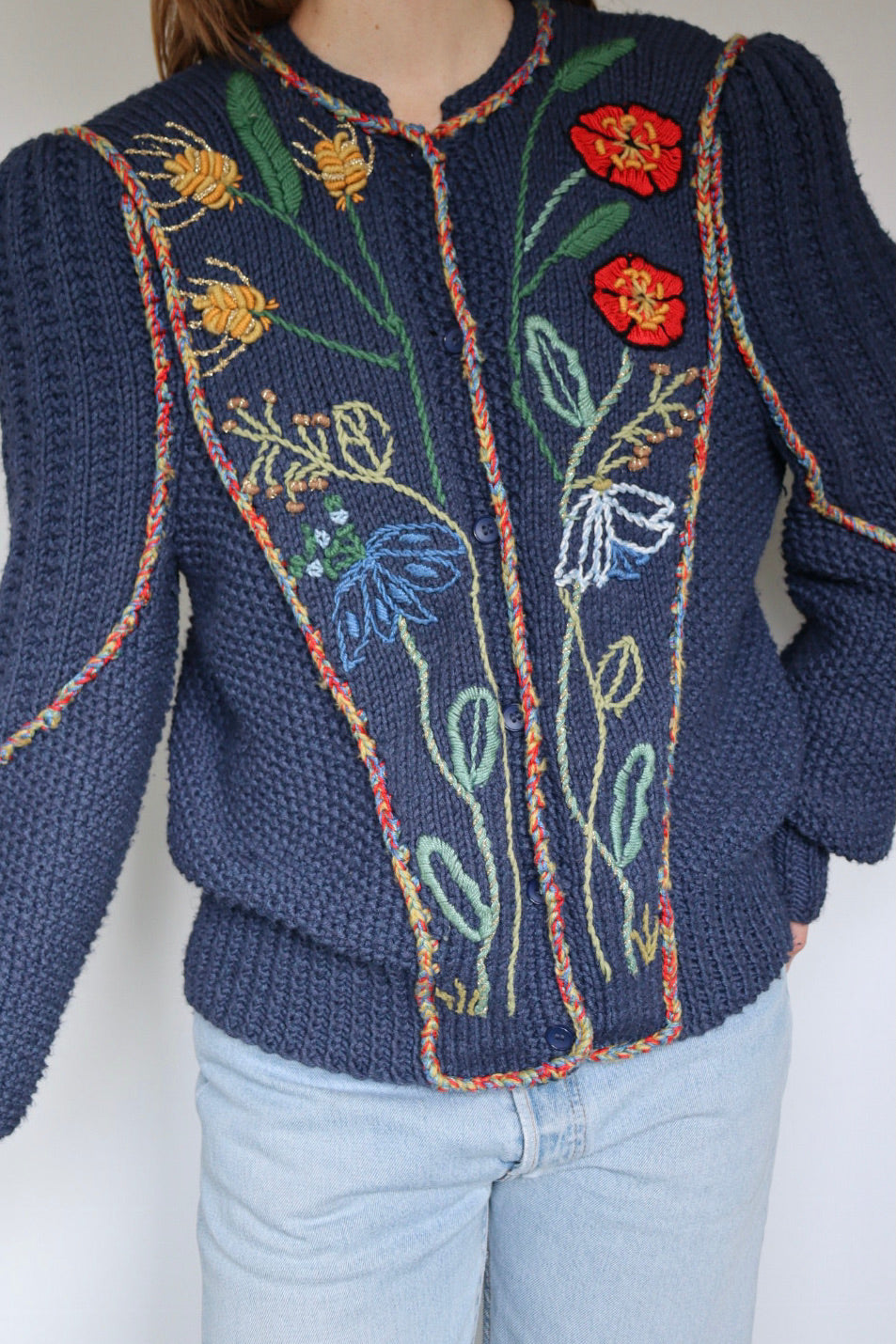 The Wild Flowers - vintage knitted cardigan - S/M up to L/XL