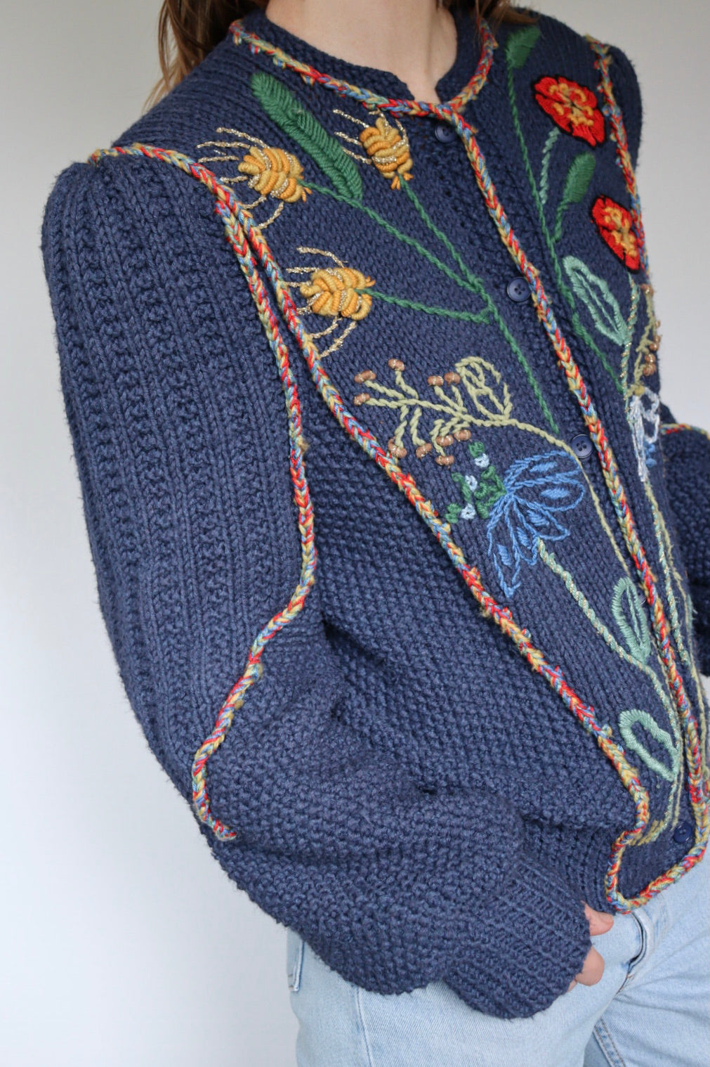 The Wild Flowers - vintage knitted cardigan - S/M up to L/XL