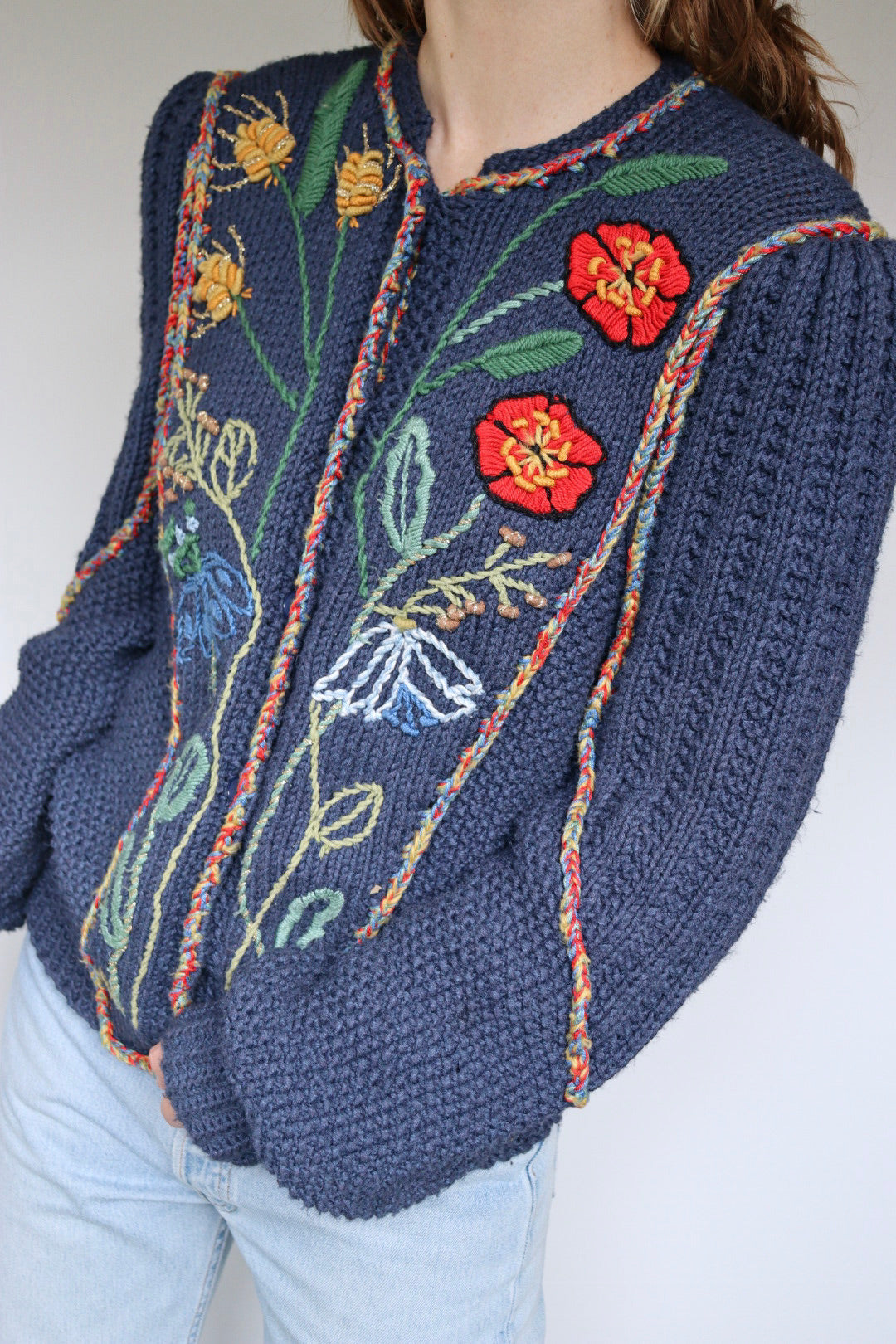 The Wild Flowers - vintage knitted cardigan - S/M up to L/XL