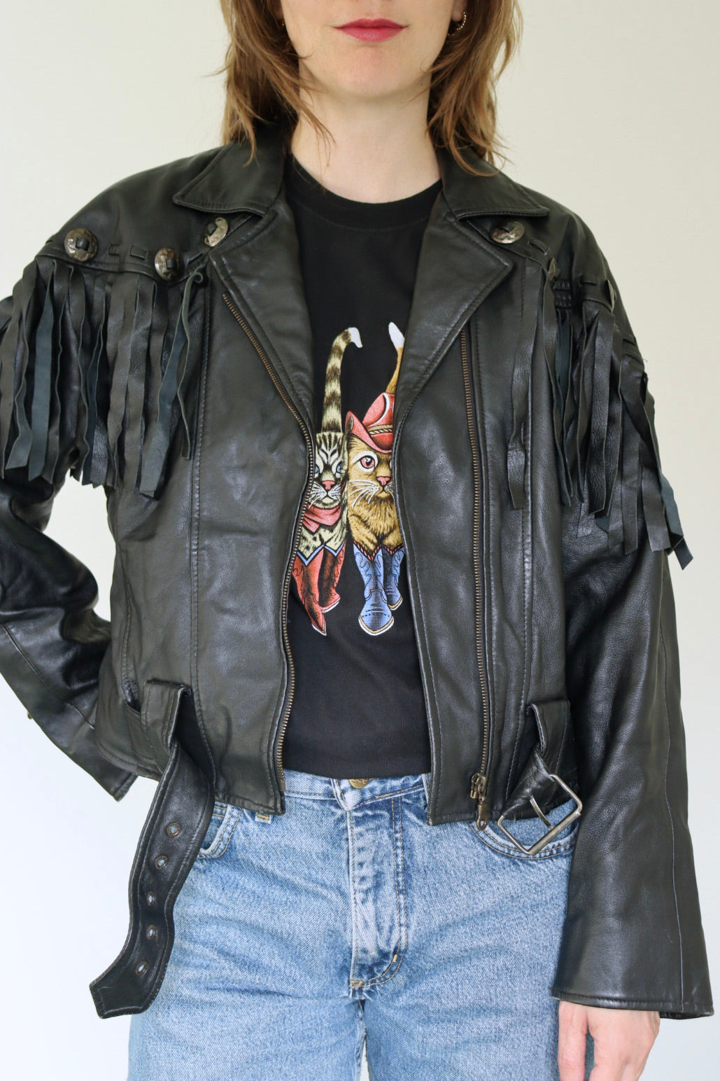 The Freaking Fringe - leather jacket - S up to M / L