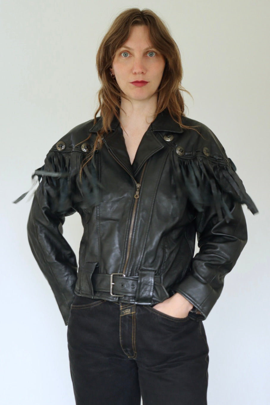 The Freaking Fringe - leather jacket - S up to M / L
