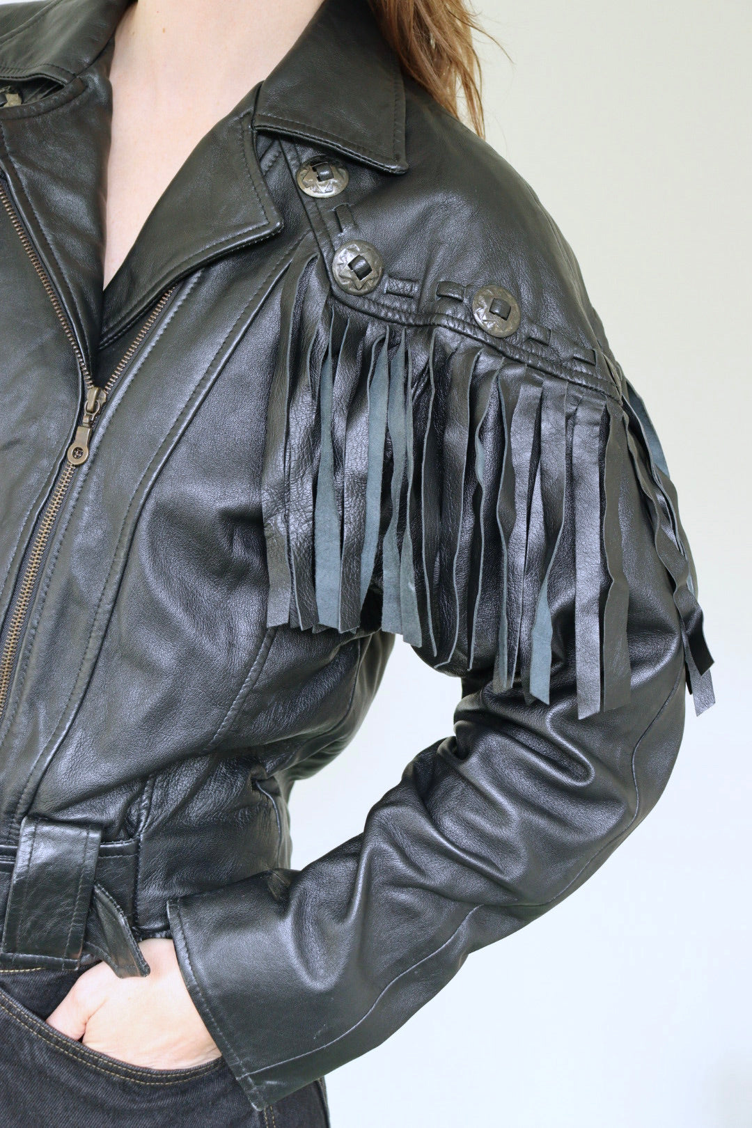 The Freaking Fringe - leather jacket - S up to M / L