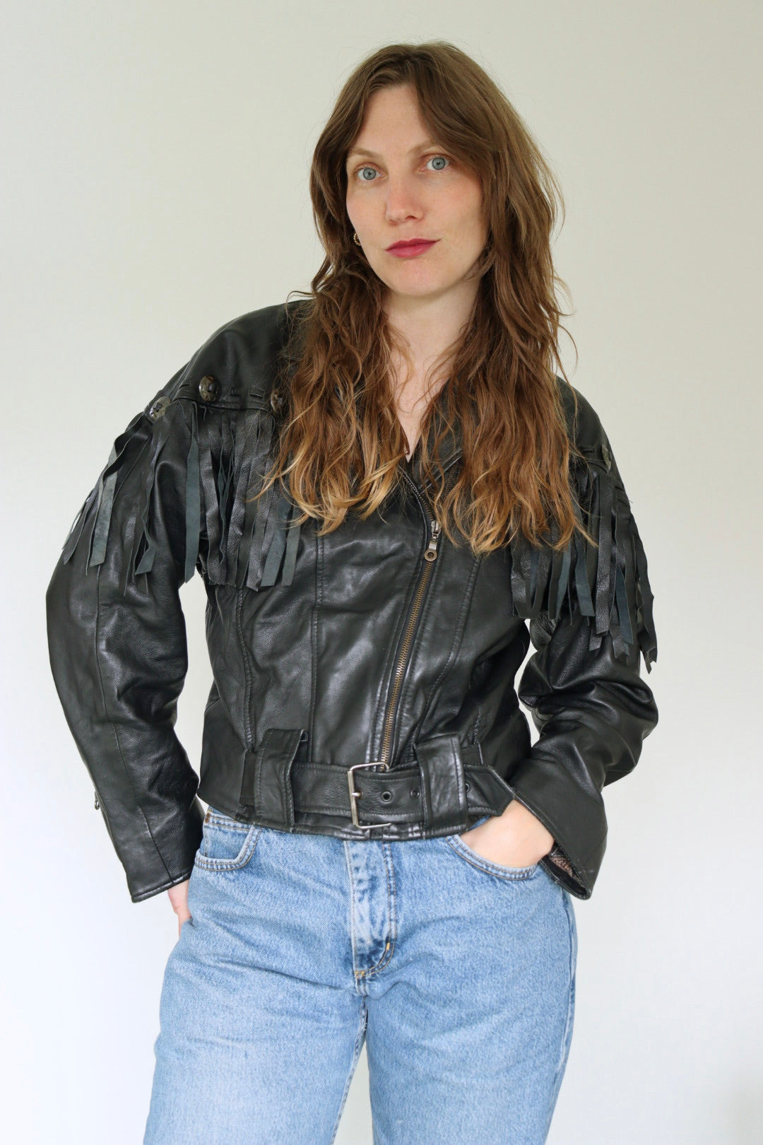 The Freaking Fringe - leather jacket - S up to M / L