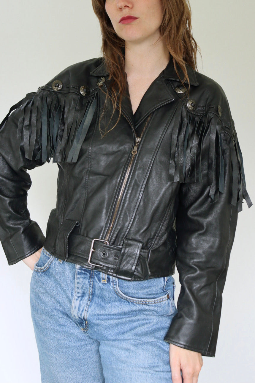 The Freaking Fringe - leather jacket - S up to M / L