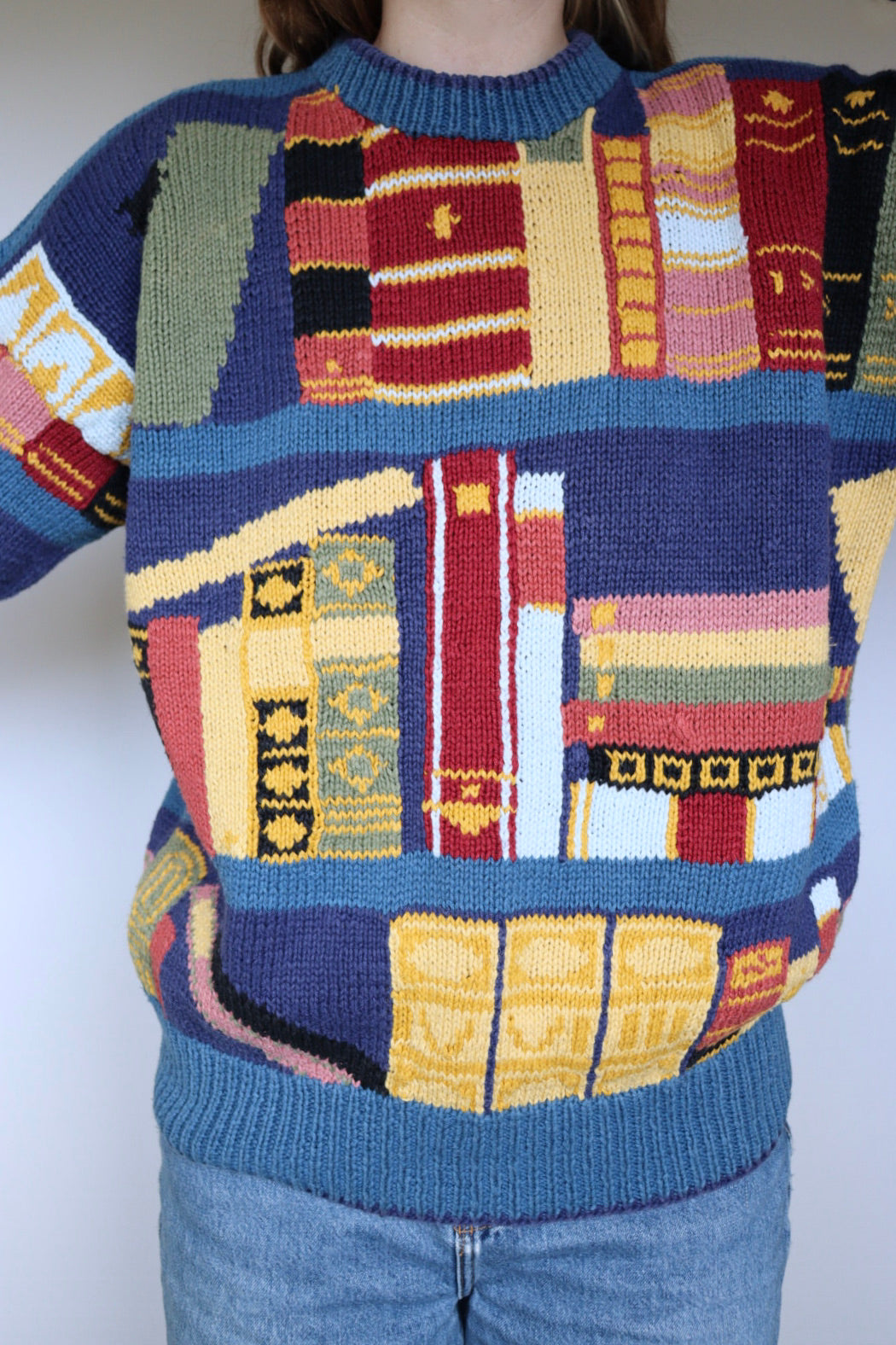 The Book Lovers - vintage cotton knitted sweater - S up to L