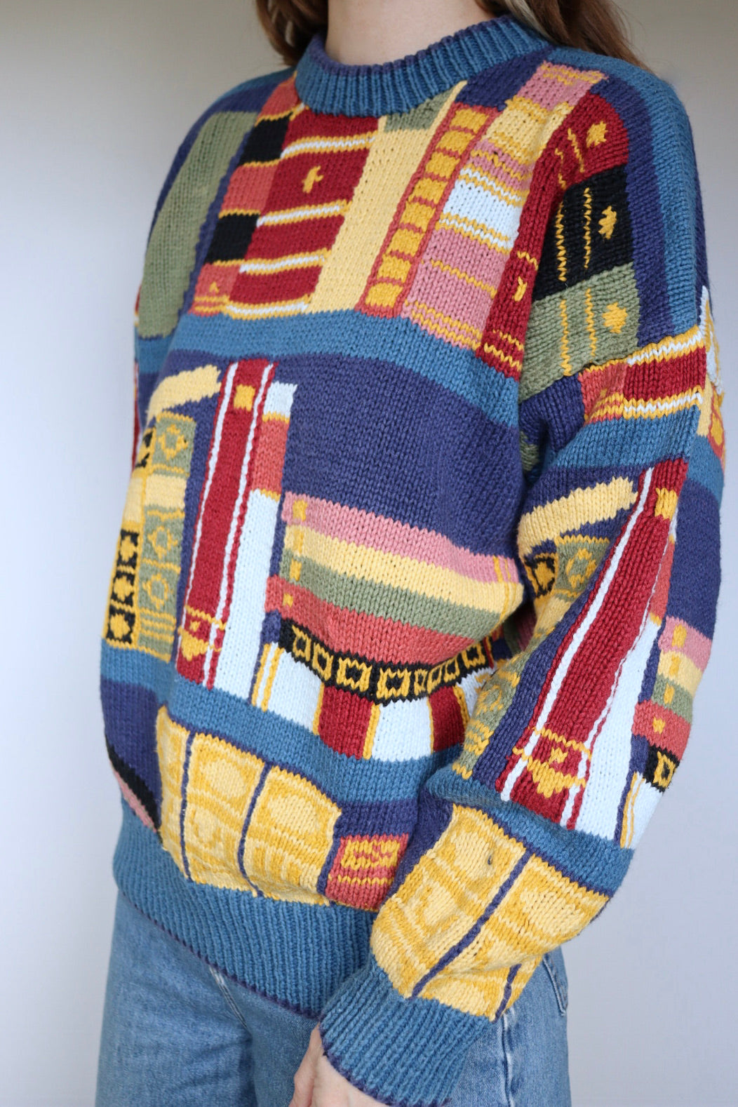 The Book Lovers - vintage cotton knitted sweater - S up to L