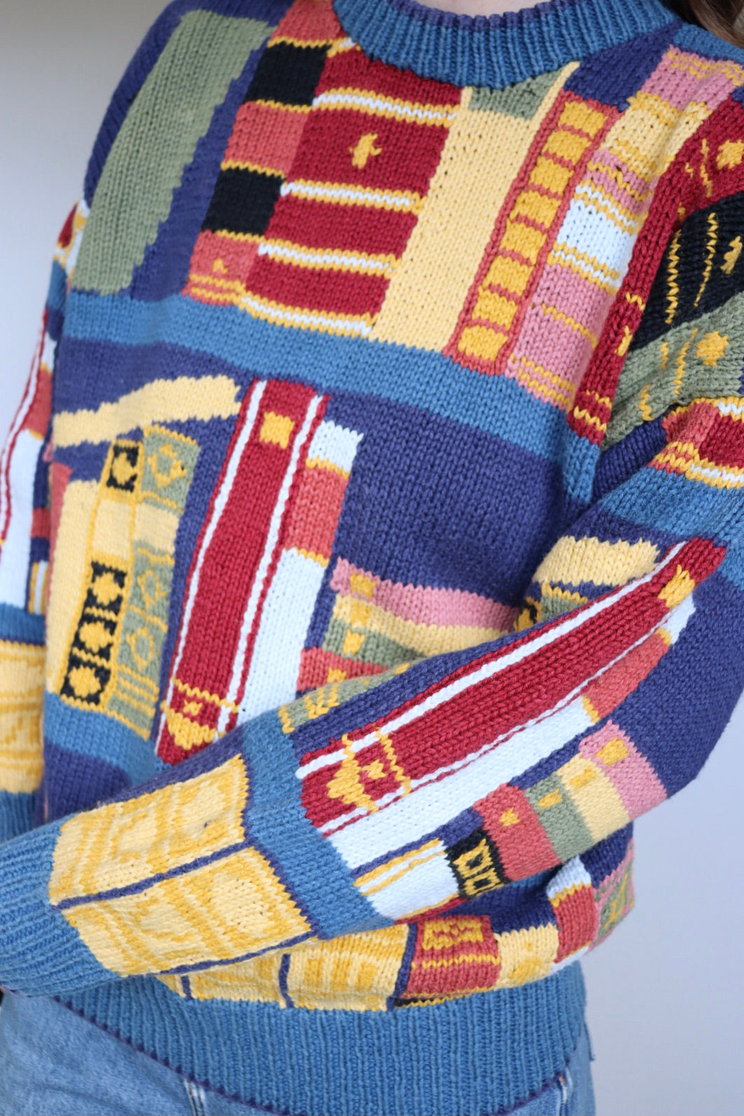 The Book Lovers - vintage cotton knitted sweater - S up to L