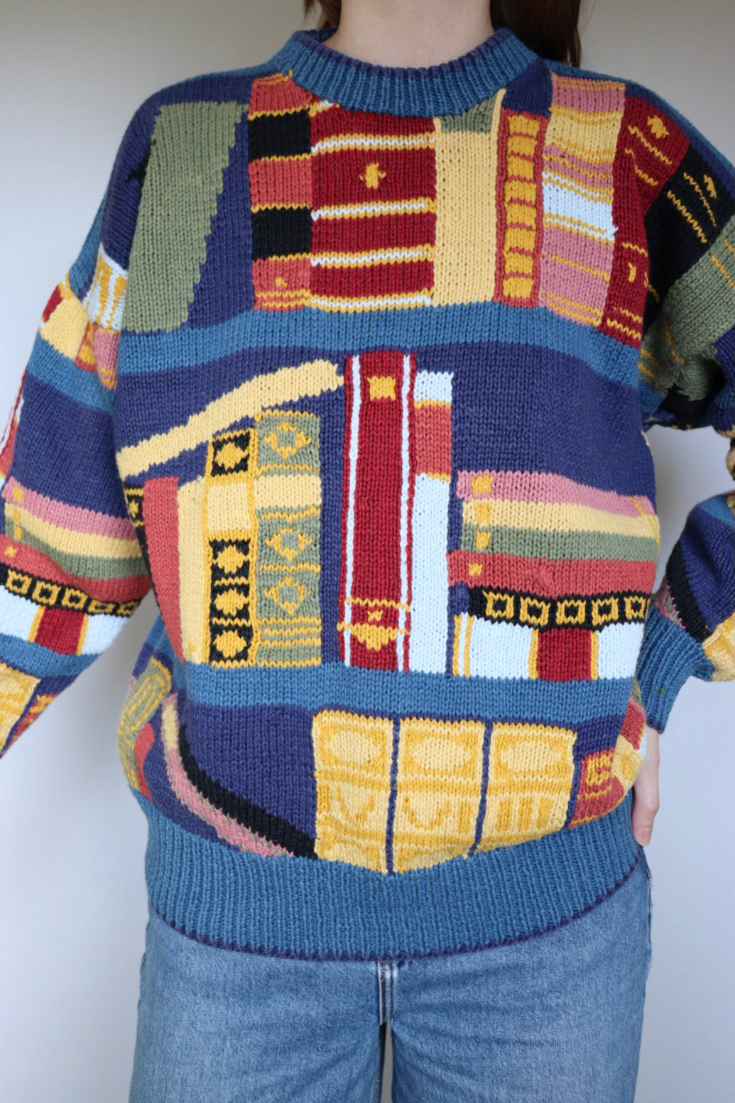 The Book Lovers - vintage cotton knitted sweater - S up to L