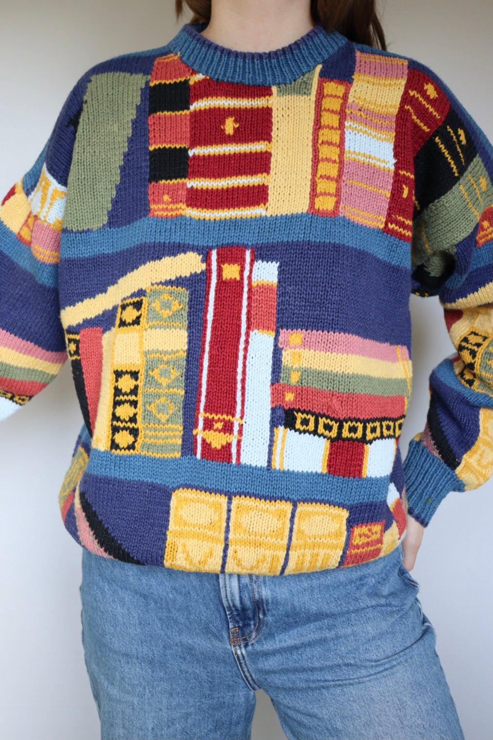 The Book Lovers - vintage cotton knitted sweater - S up to L