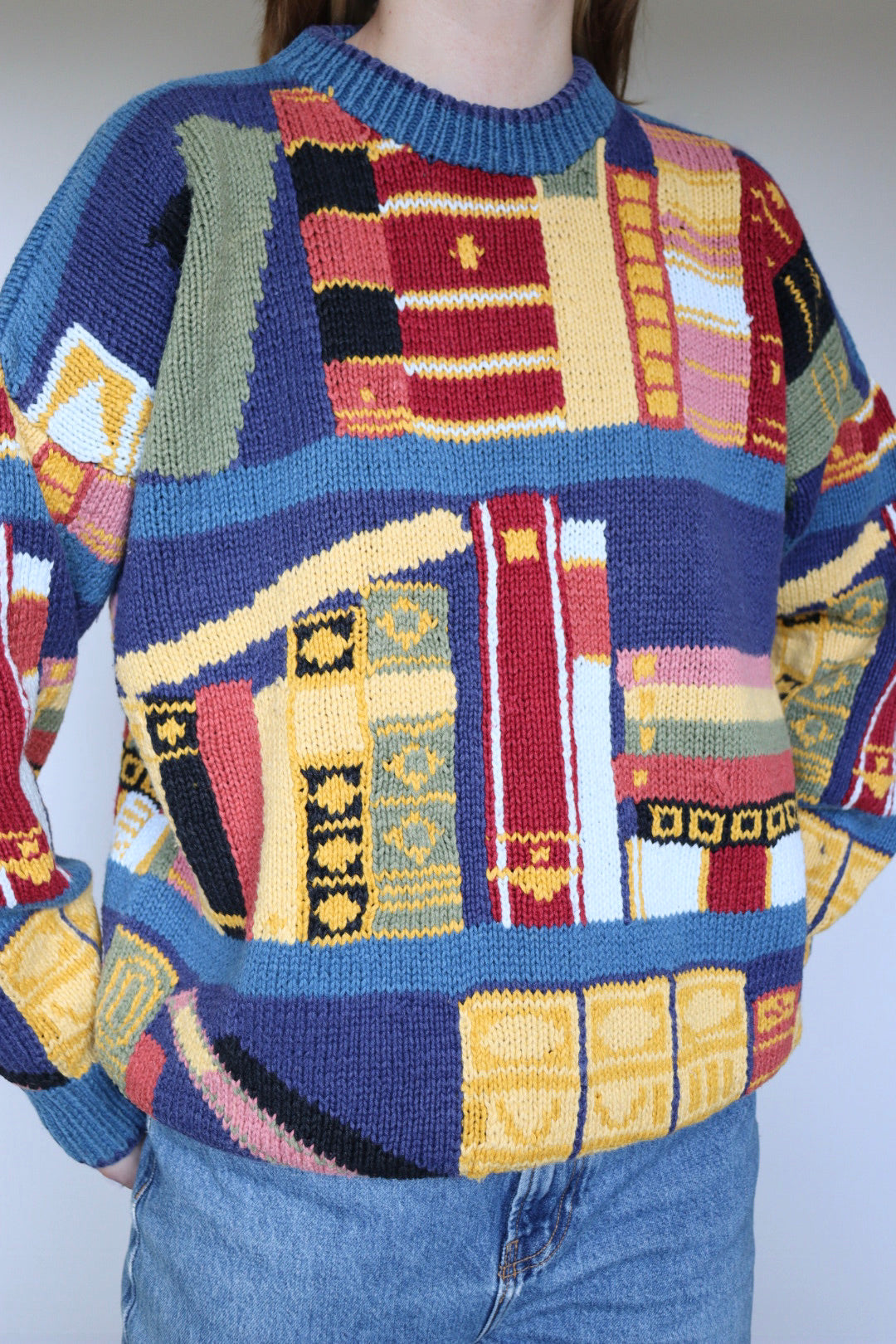 The Book Lovers - vintage cotton knitted sweater - S up to L