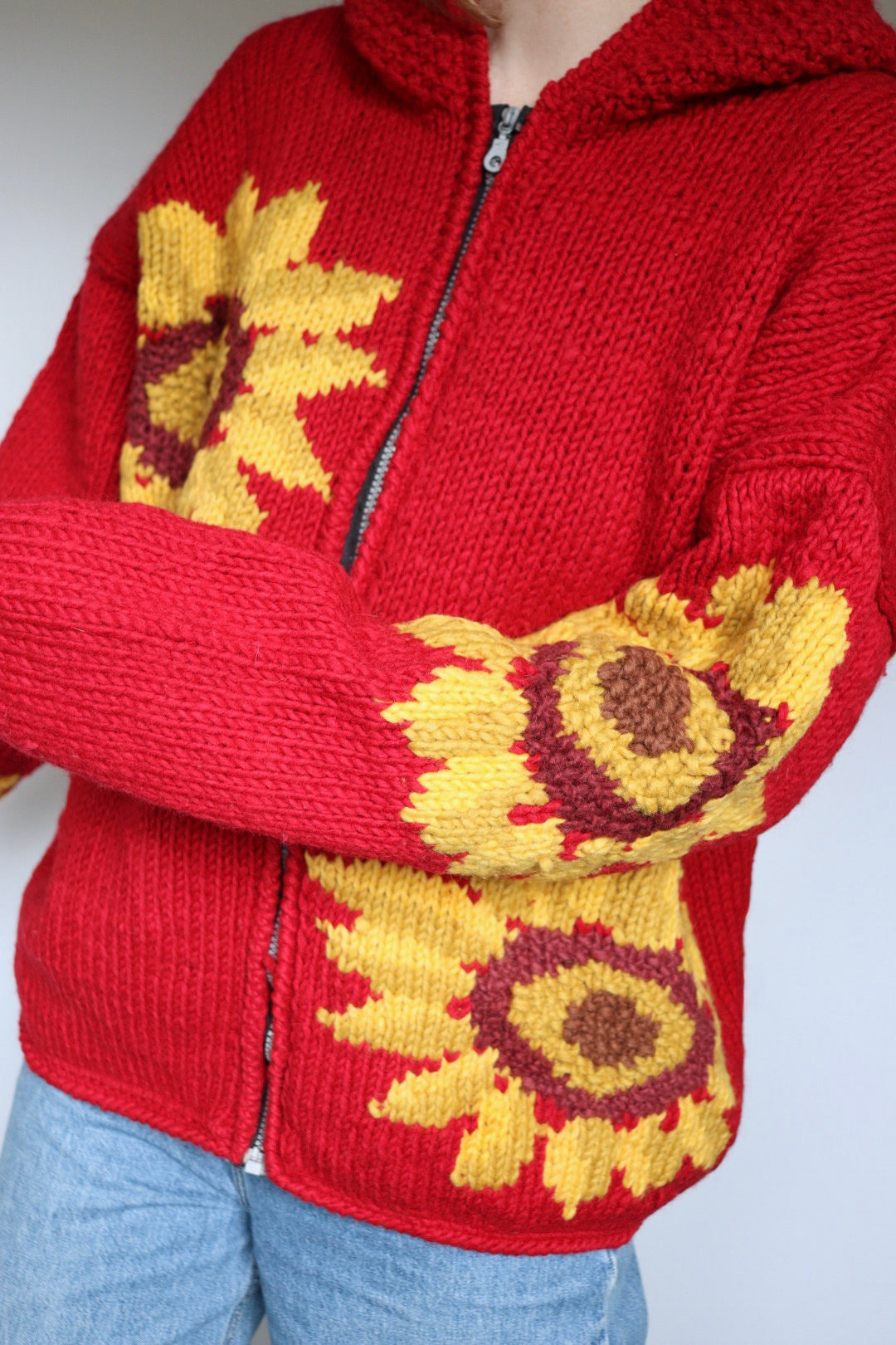 The Knitted Sunflowers - vintage cardigan - S up to L/XL